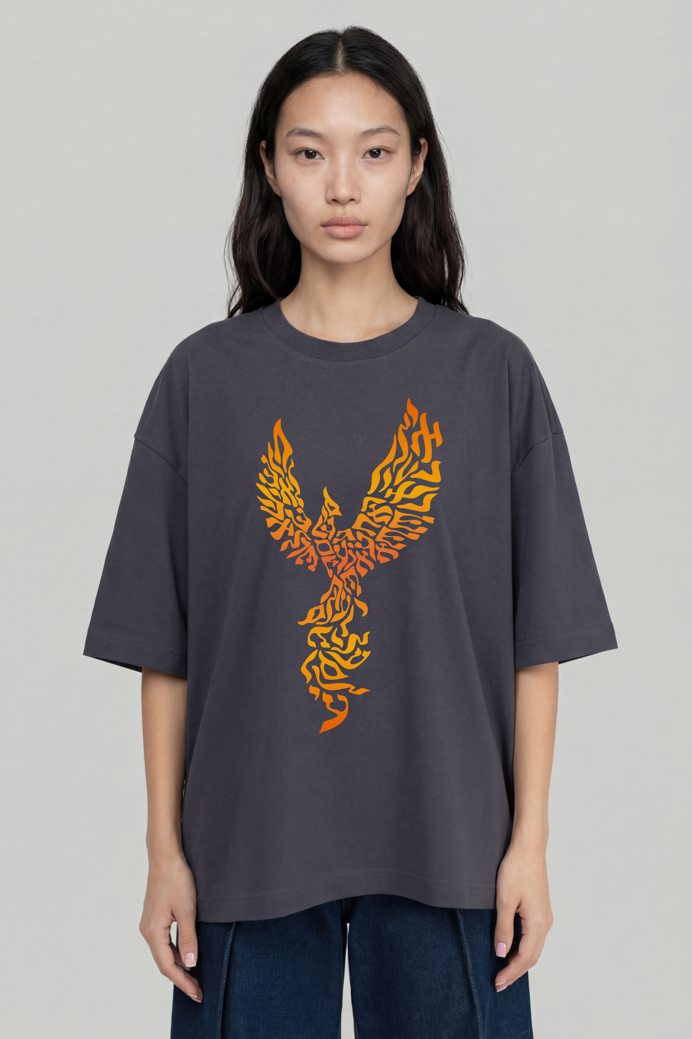 Women's Phoenix Hebrew Letter T-Shirt — Grey | TEN