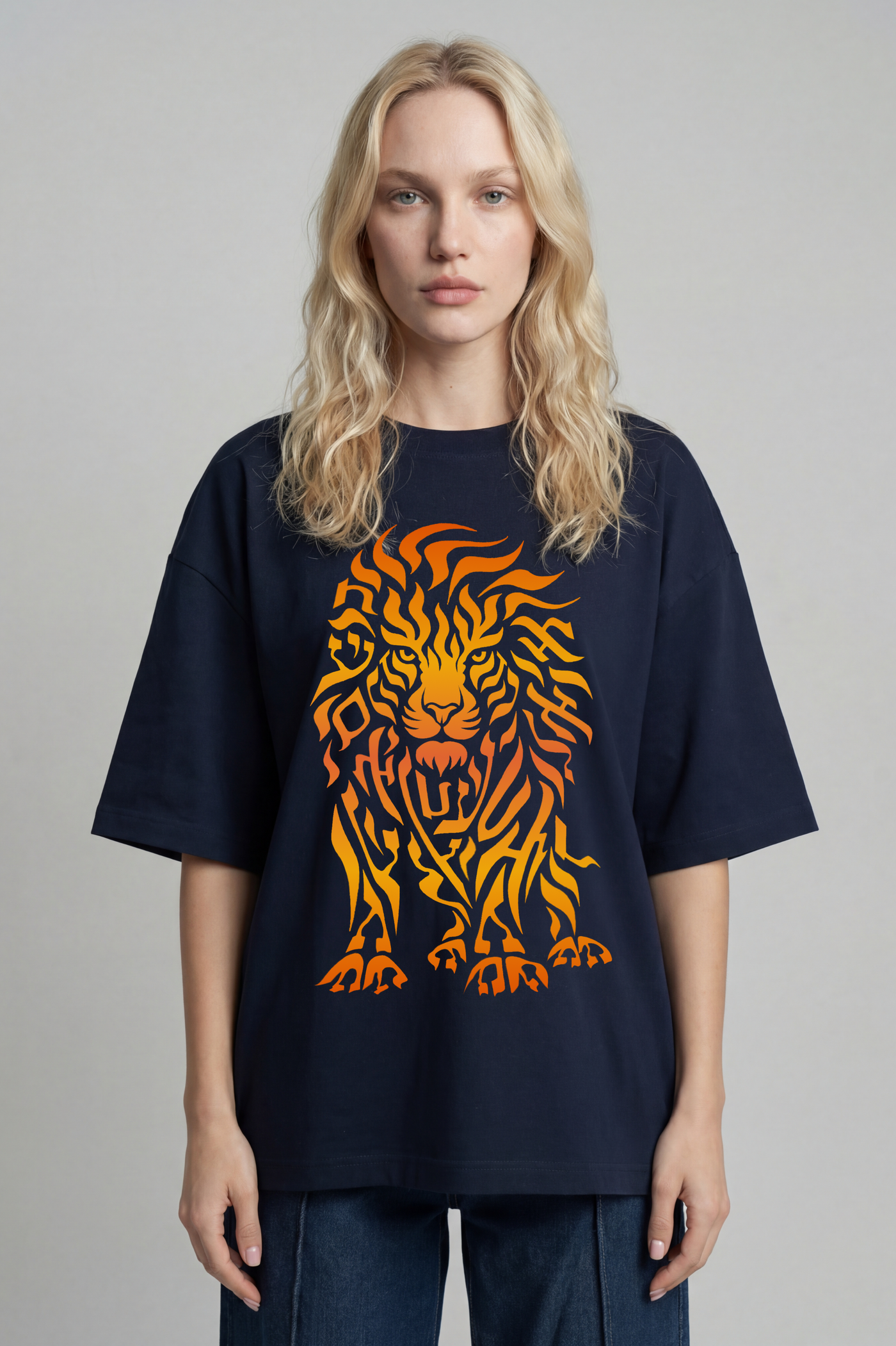 Women's Lion Spirit T-Shirt — Haifa Blue with Colorful Front | TEN
