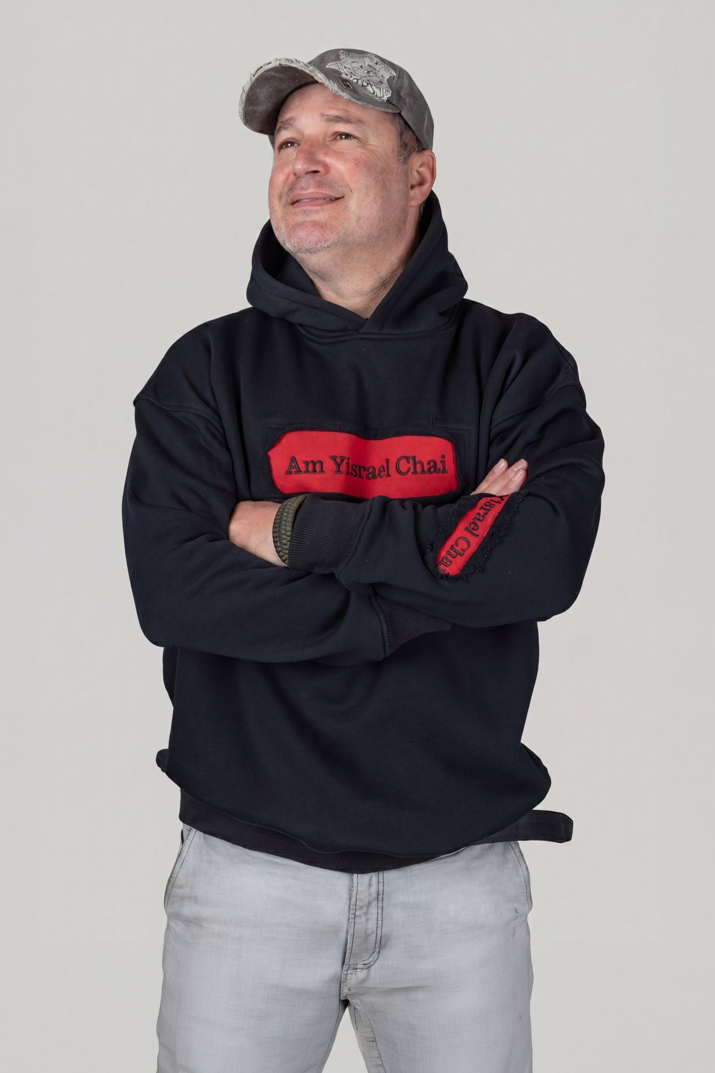 Men's Am Yisrael Chai Raw Patch Hoodie — Black | TEN