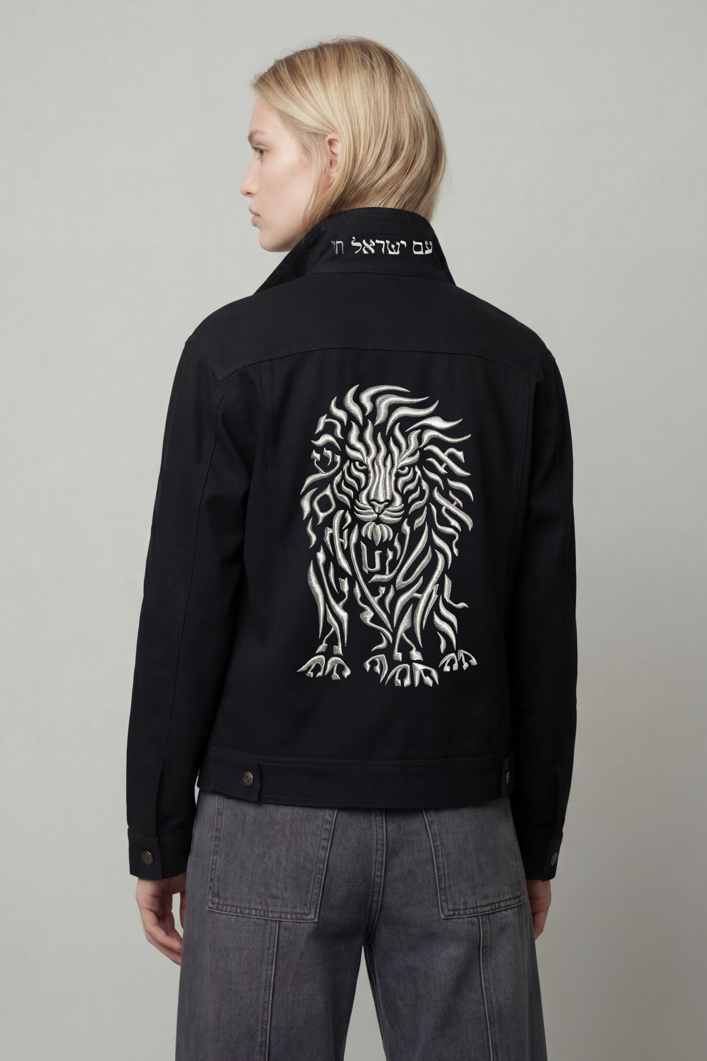 Women's Lion Spirit Denim Jacket — Black with Silver | TEN