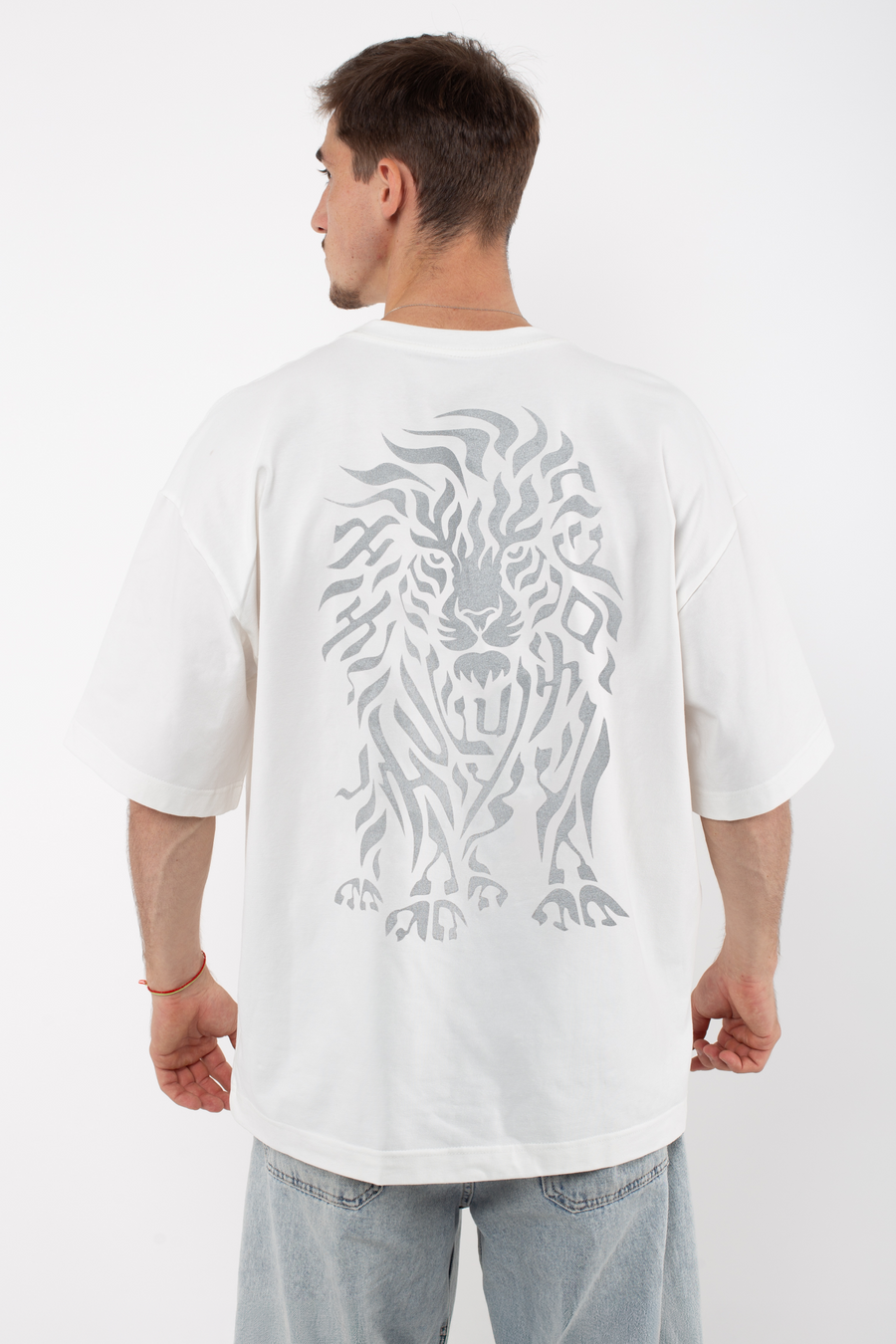 Men's Lion Spirit T-Shirt — Haifa White with Silver Front | TEN