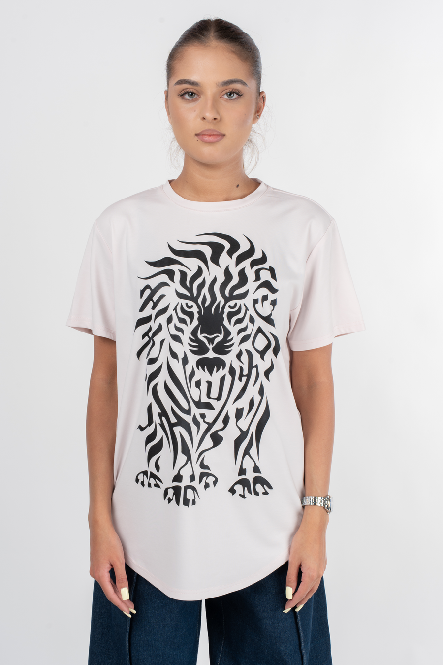Women's Lion Spirit Spring T-Shirt — White with Black | TEN