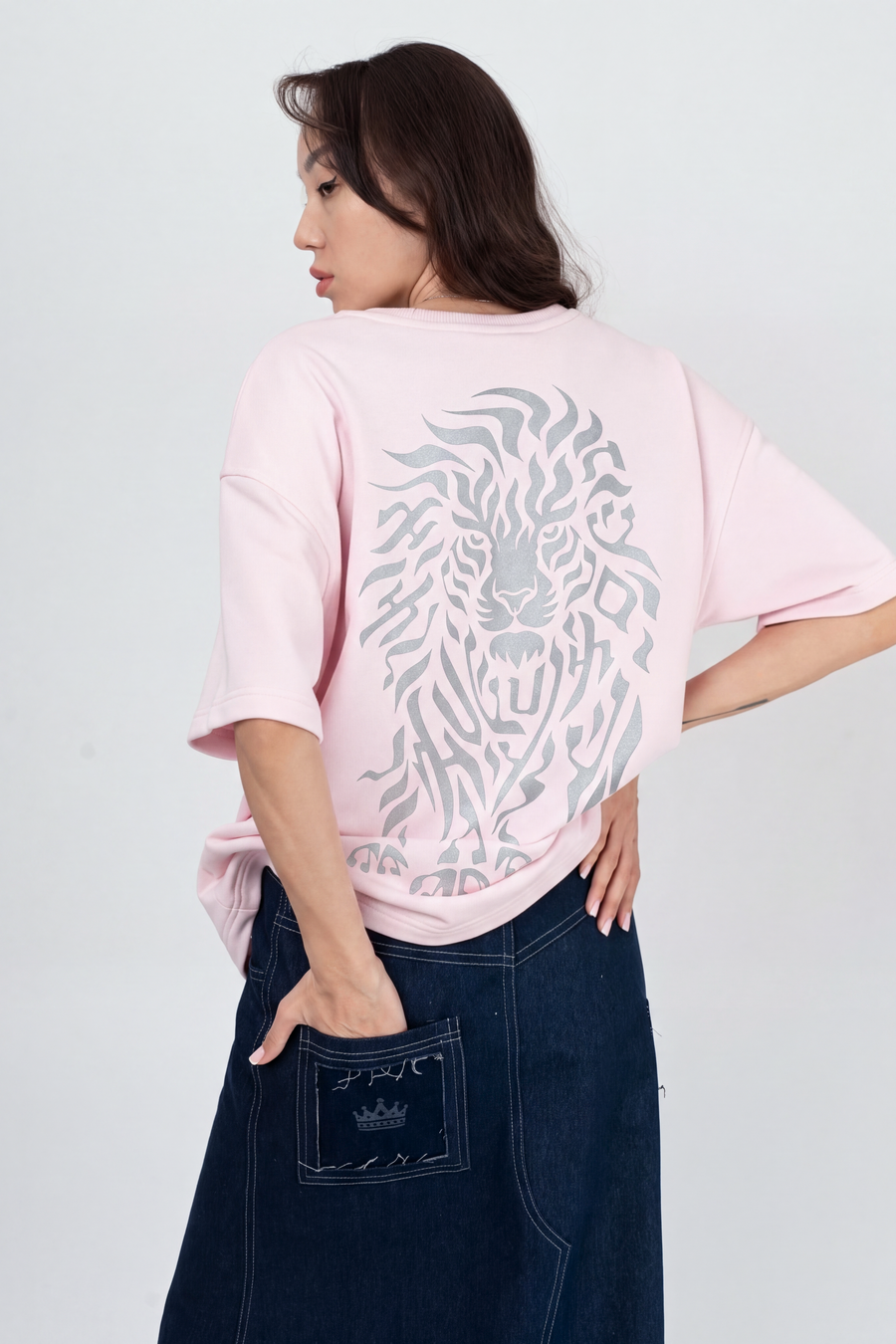 Women's Lion Spirit Spring T-Shirt — Pink with Colorful Back | TEN