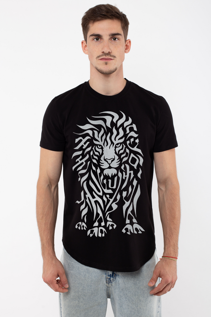 Men's Lion of Judah Hebrew Letter T-Shirt — Black with Silver | TEN