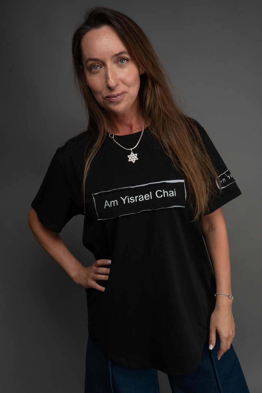 Am Yisrael Chai Raw Patch T-Shirt — Women's Edition — Tel-Aviv Black | TEN