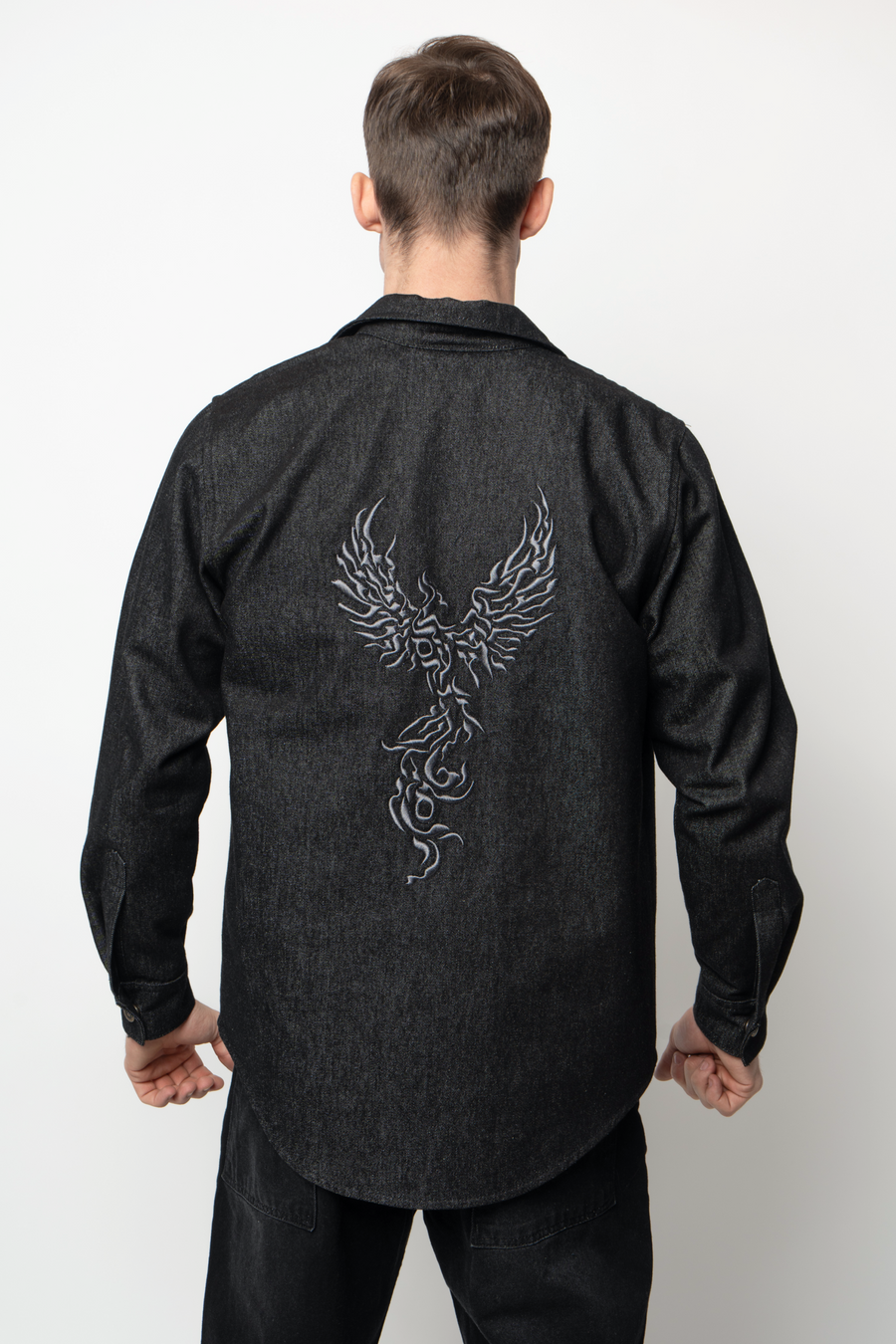 Men's Phoenix Denim Shirt — Black with Graphite | TEN