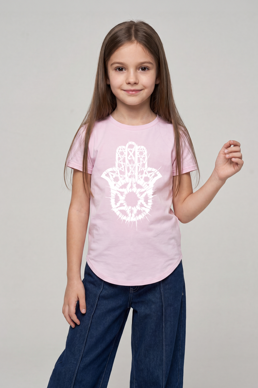 Kids' Hamsa Abstraction T-Shirt — Pink Front | TEN