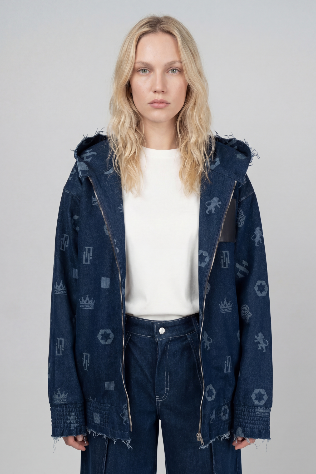 Zip-Up Denim Jacket Tavor — Signature Pattern — Women – DAVID