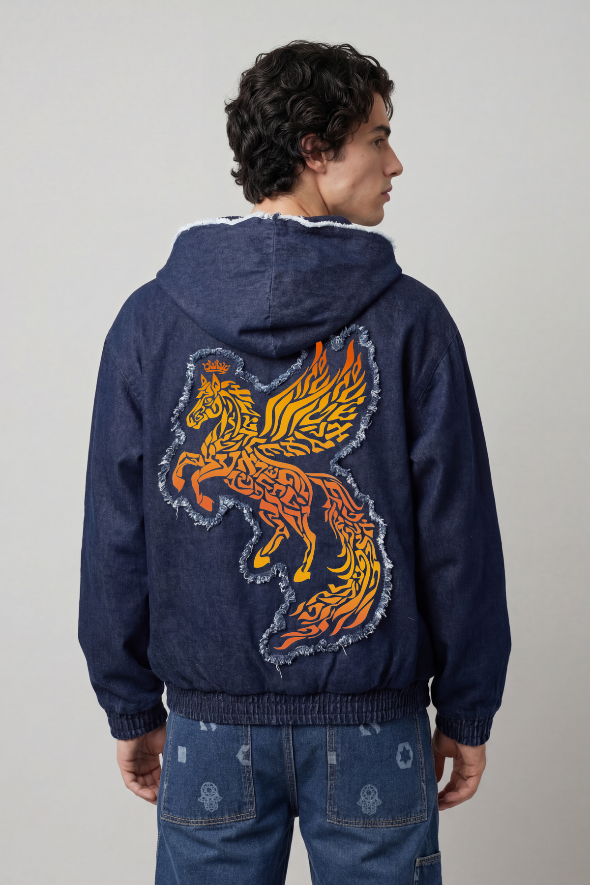 Zip-Up Denim Jacket Tavor with Artwork — Men's Edition – DAVID